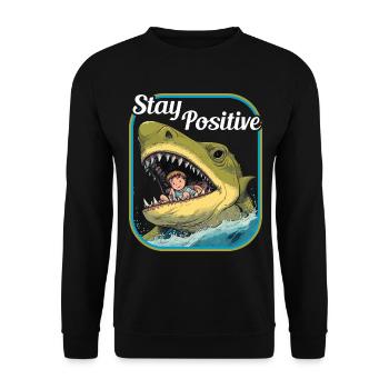 Restez positif Requin requin avec enfant - Sweat-shirt Unisexe - noir - Devant - Alina (178cm) & Michal (187cm)