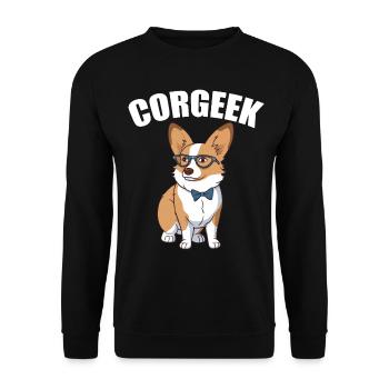 Corgi with glasses Geeks Nerds Corgis dog Corgeek - Unisex Sweatshirt - black - Front - Alina (178cm) & Michal (187cm)