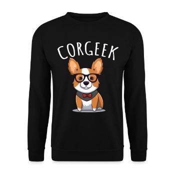 Corgi with glasses Geeks Nerds Corgis dog Corgeek - Unisex Sweatshirt - black - Front - Alina (178cm) & Michal (187cm)
