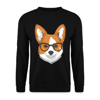 Corgi with glasses Geeks Nerds Corgis dog Corgeek - Unisex Sweatshirt - black - Front - Alina (178cm) & Michal (187cm)