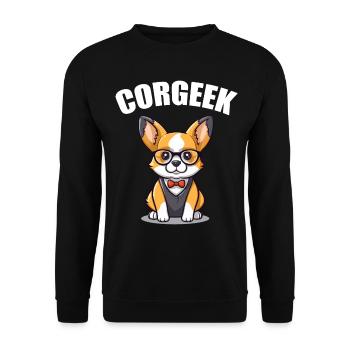 Corgi with glasses Geeks Nerds Corgis dog Corgeek - Unisex Sweatshirt - black - Front - Alina (178cm) & Michal (187cm)