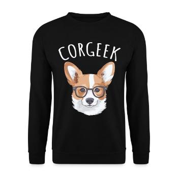 Corgi with glasses Geeks Nerds Corgis dog Corgeek - Unisex Sweatshirt - black - Front - Alina (178cm) & Michal (187cm)