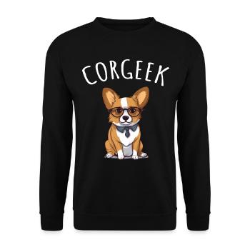 Corgi with glasses Geeks Nerds Corgis dog Corgeek - Unisex Sweatshirt - black - Front - Alina (178cm) & Michal (187cm)