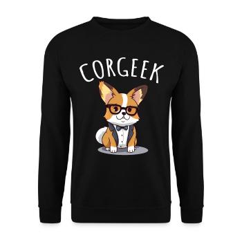 Corgi with glasses Geeks Nerds Corgis dog Corgeek - Unisex Sweatshirt - black - Front - Alina (178cm) & Michal (187cm)