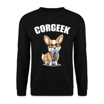 Corgi with glasses Geeks Nerds Corgis dog Corgeek - Unisex Sweatshirt - black - Front - Alina (178cm) & Michal (187cm)