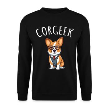 Corgi with glasses Geeks Nerds Corgis dog Corgeek - Unisex Sweatshirt - black - Front - Alina (178cm) & Michal (187cm)