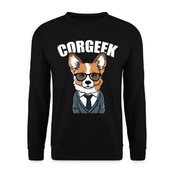 Corgi with glasses Geeks Nerds Corgis dog Corgeek - Unisex Sweatshirt - black - Front - Alina (178cm) & Michal (187cm)