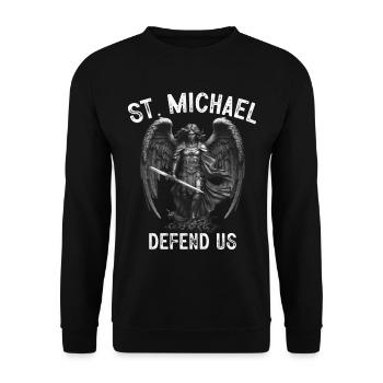 Archangel Saint Michael Protect Us Defend Us - Unisex Pullover - Schwarz - Vorne - Alina (178cm) & Michal (187cm)