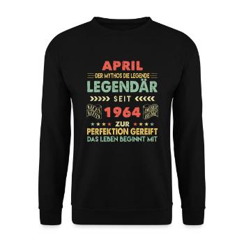 59. Geburtstag April Jahrgang 1964 Vintage - Unisex Pullover - Schwarz - Vorne - Alina (178cm) & Michal (187cm)