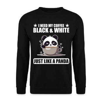 J’ai besoin de mon café noir et blanc comme un panda - Sweat-shirt Unisexe - noir - Devant - Alina (178cm) & Michal (187cm)
