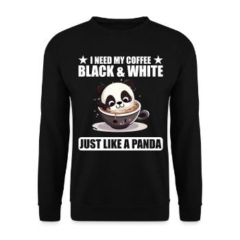 J’ai besoin de mon café noir et blanc comme un panda - Sweat-shirt Unisexe - noir - Devant - Alina (178cm) & Michal (187cm)
