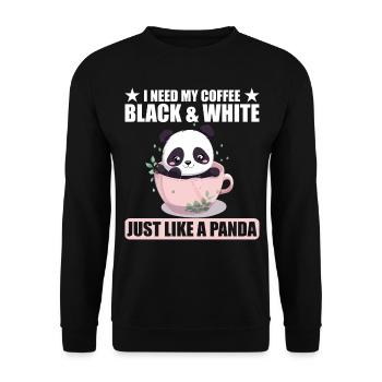 J’ai besoin de mon café noir et blanc comme un panda - Sweat-shirt Unisexe - noir - Devant - Alina (178cm) & Michal (187cm)