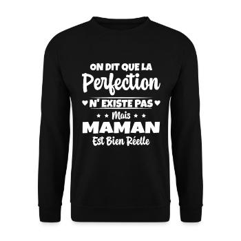 Maman est la perfection - Cadeau fête des mères - Sweat-shirt Unisexe - noir - Devant - Alina (178cm) & Michal (187cm)