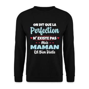 Maman est la perfection - Cadeau fête des mères - Sweat-shirt Unisexe - noir - Devant - Alina (178cm) & Michal (187cm)