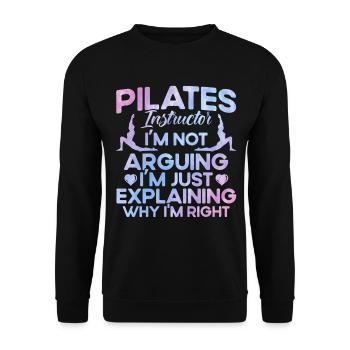 Pilates Erklären, warum ich Recht habe Geschenk - Unisex Pullover - Schwarz - Vorne - Alina (178cm) & Michal (187cm)