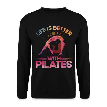 Pilates Life is better with Pilates gift - Unisex Sweatshirt - black - Front - Alina (178cm) & Michal (187cm)