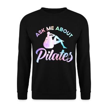 Pilates Posez-moi des questions sur Cadeau Pilates - Sweat-shirt Unisexe - noir - Devant - Alina (178cm) & Michal (187cm)