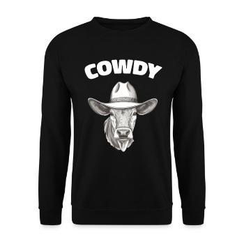 Cowdy Yall Y'all cow with hat for the cow fan - Unisex Sweatshirt - black - Front - Alina (178cm) & Michal (187cm)