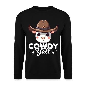 Cowdy Yall Y'all cow with hat for the cow fan - Unisex Sweatshirt - black - Front - Alina (178cm) & Michal (187cm)