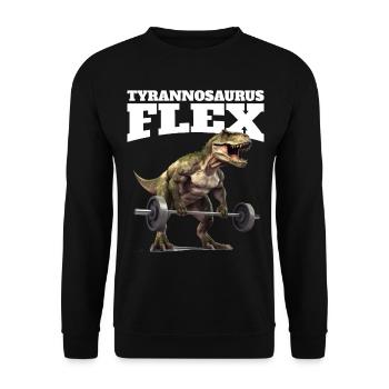Fitness Bodybuilding Dino T-Rex Tyrannosaurus Flex - Unisex Sweatshirt - black - Front - Alina (178cm) & Michal (187cm)