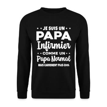 Homme Papa Infirmier Cool Humour Cadeau - Sweat-shirt Unisexe - noir - Devant - Alina (178cm) & Michal (187cm)