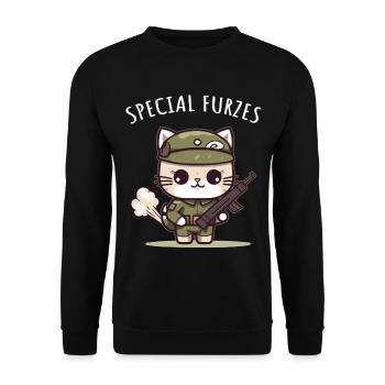 Special Furzes Katze General Militär Uniform - Unisex Pullover - Schwarz - Vorne - Alina (178cm) & Michal (187cm)