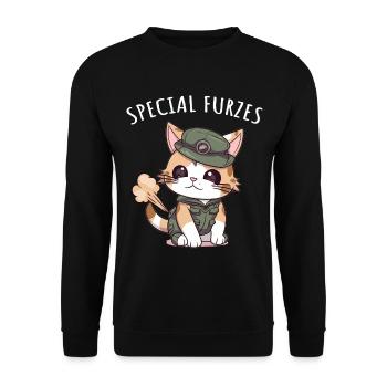 Special Fart Cat General Military Uniform - Unisex Sweatshirt - black - Front - Alina (178cm) & Michal (187cm)