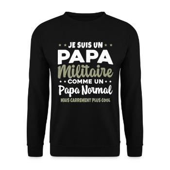 Homme Je Suis Papa Militaire Humour Cadeau soldats - Sweat-shirt Unisexe - noir - Devant - Alina (178cm) & Michal (187cm)