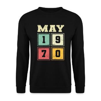53. Geburtstag Mai Jahrgang 1970 Vintage - Unisex Pullover - Schwarz - Vorne - Alina (178cm) & Michal (187cm)