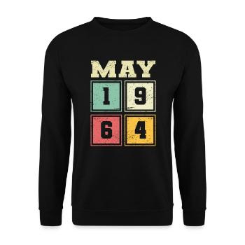 59. Geburtstag Mai Jahrgang 1964 Vintage - Unisex Pullover - Schwarz - Vorne - Alina (178cm) & Michal (187cm)