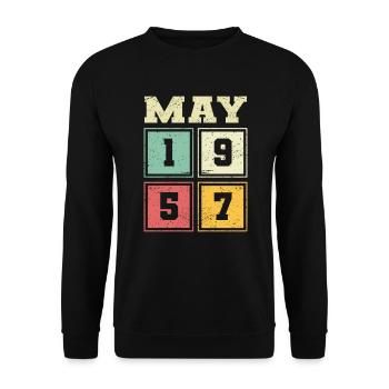 66. Geburtstag Mai Jahrgang 1957 Vintage - Unisex Pullover - Schwarz - Vorne - Alina (178cm) & Michal (187cm)