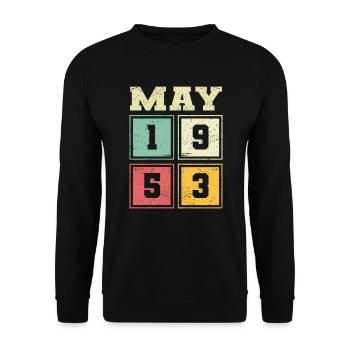 70th Birthday May Vintage 1953 Vintage - Unisex Sweatshirt - black - Front - Alina (178cm) & Michal (187cm)