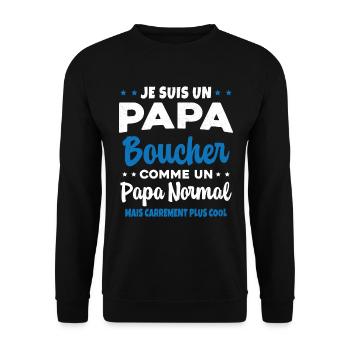 Homme Papa Boucher Humour Cadeau - Sweat-shirt Unisexe - noir - Devant - Alina (178cm) & Michal (187cm)