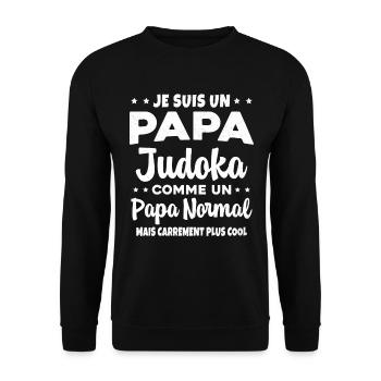 Homme Papa Judoka Humour Judo Cadeau - Sweat-shirt Unisexe - noir - Devant - Alina (178cm) & Michal (187cm)
