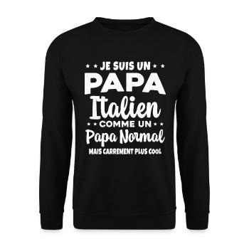 Homme Papa Pizzaiolo Italien Humour Cadeau - Sweat-shirt Unisexe - noir - Devant - Alina (178cm) & Michal (187cm)
