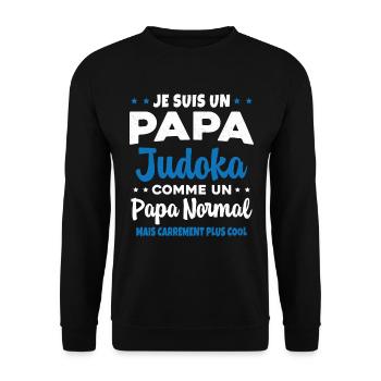 Homme Papa Judoka Humour Judo Cadeau - Sweat-shirt Unisexe - noir - Devant - Alina (178cm) & Michal (187cm)