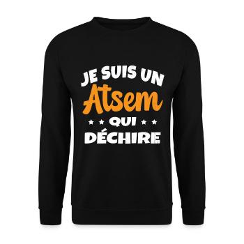 Homme Je Suis Un Atsem Qui Déchire Humour Drôle - Sweat-shirt Unisexe - noir - Devant - Alina (178cm) & Michal (187cm)