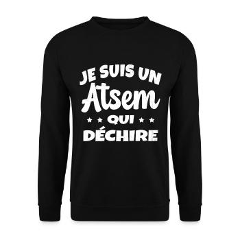 Homme Je Suis Un Atsem Qui Déchire Humour Drôle - Sweat-shirt Unisexe - noir - Devant - Alina (178cm) & Michal (187cm)