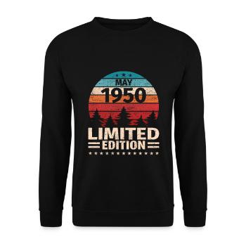 73. Geburtstag Mai Jahrgang 1950 Vintage - Unisex Pullover - Schwarz - Vorne - Alina (178cm) & Michal (187cm)