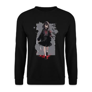 Gesugao Yandere Manga Anime Girl Personnage - Sweat-shirt Unisexe - noir - Devant - Alina (178cm) & Michal (187cm)