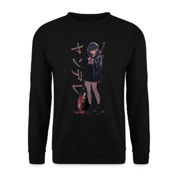 Gesugao Yandere Manga Anime Girl Personnage - Sweat-shirt Unisexe - noir - Devant - Alina (178cm) & Michal (187cm)