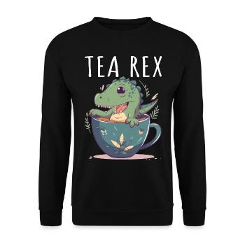 Tea Rex Sweet Dino in Teacup - Unisex Sweatshirt - black - Front - Alina (178cm) & Michal (187cm)