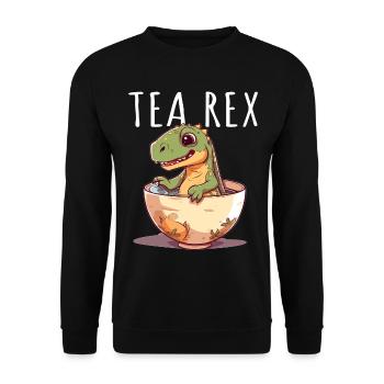 Tea Rex Sweet Dino in Teacup - Unisex Sweatshirt - black - Front - Alina (178cm) & Michal (187cm)