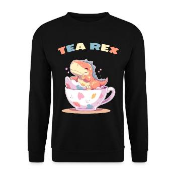 Tea Rex Sweet Dino in Teacup - Unisex Sweatshirt - black - Front - Alina (178cm) & Michal (187cm)
