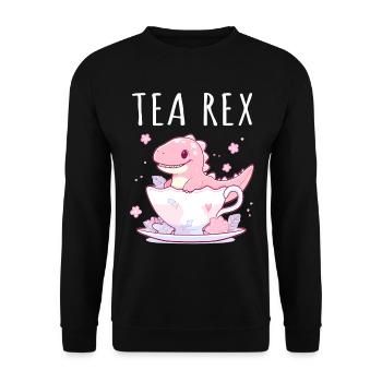 Tea Rex Sweet Dino in Teacup - Unisex Sweatshirt - black - Front - Alina (178cm) & Michal (187cm)