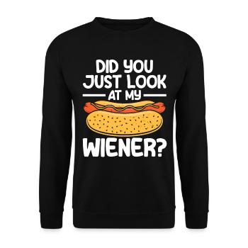 Check out my sausage hot dog gift - Unisex Sweatshirt - black - Front - Alina (178cm) & Michal (187cm)