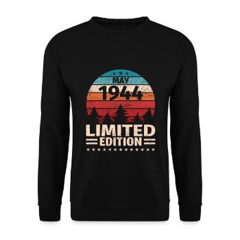 79. Geburtstag Mai Jahrgang 1944 Vintage - Unisex Pullover - Schwarz - Vorne - Alina (178cm) & Michal (187cm)