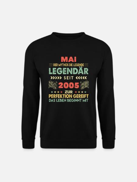 18. Geburtstag Mai Jahrgang 2005 Vintage - Unisex Pullover - Schwarz