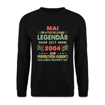 19. Geburtstag Mai Jahrgang 2004 Vintage - Unisex Pullover - Schwarz - Vorne - Alina (178cm) & Michal (187cm)