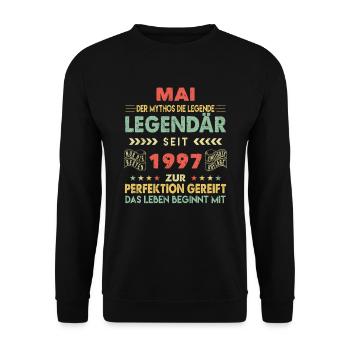 26. Geburtstag Mai Jahrgang 1997 Vintage - Unisex Pullover - Schwarz - Vorne - Alina (178cm) & Michal (187cm)